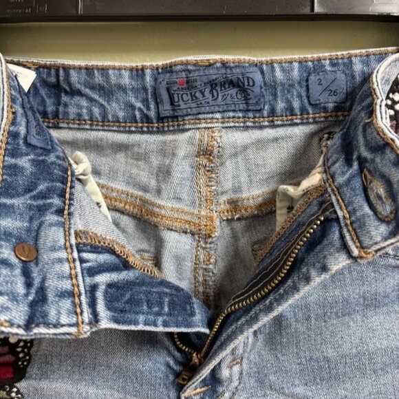 Lucky Brand Womens Y2K Jeans Bridgette Straight Size 26 Butterfly Embroidered - Picture 6 of 13